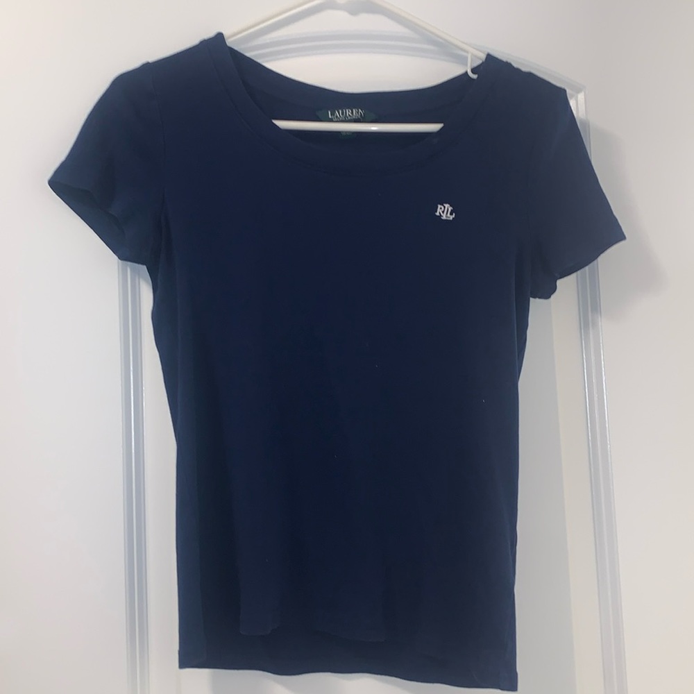 Women’s Ralph Lauren Navy Short Sleeve Tee Size Small with monogram logo